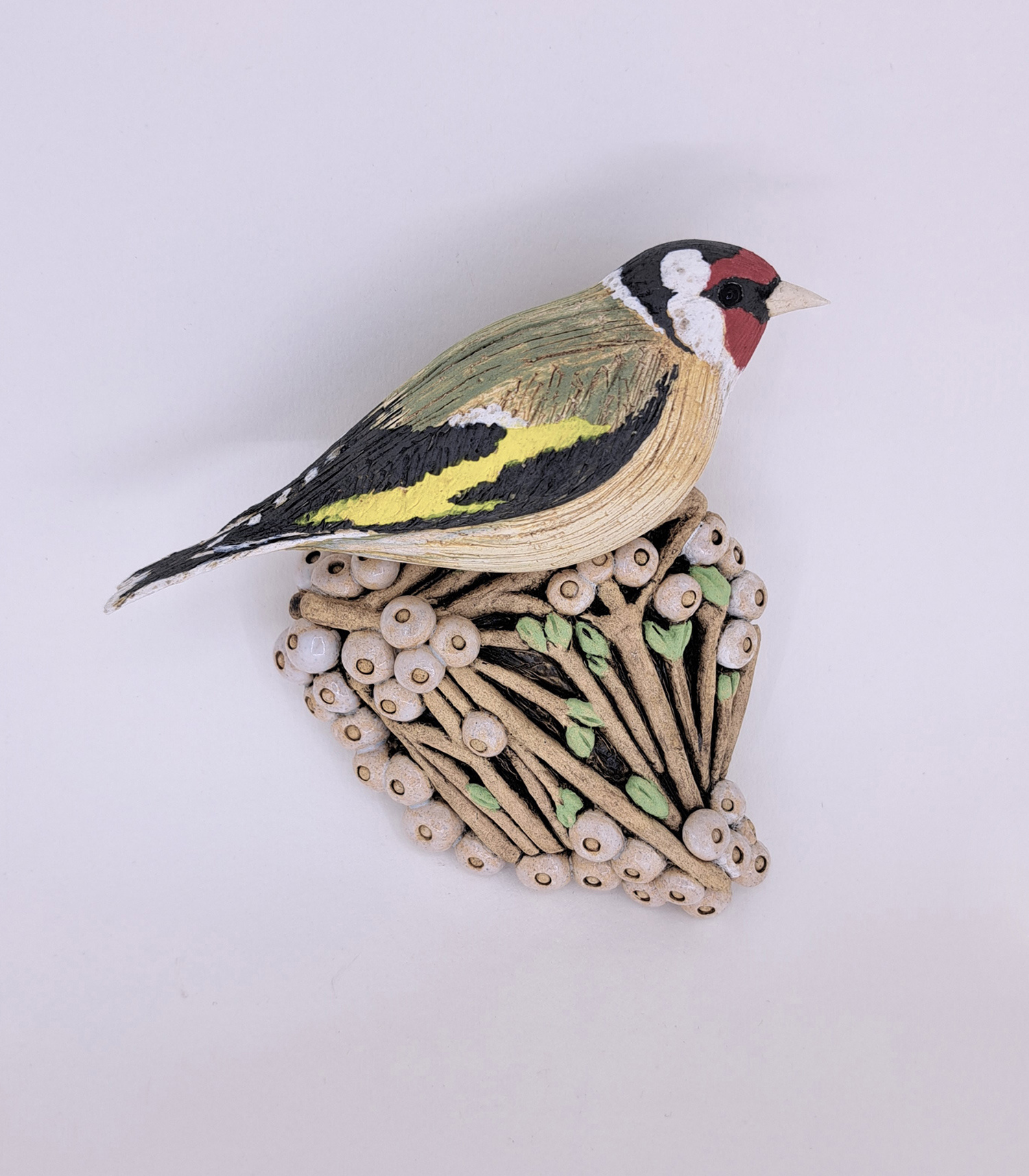 Goldfinch with White Berries by Annie Tortora