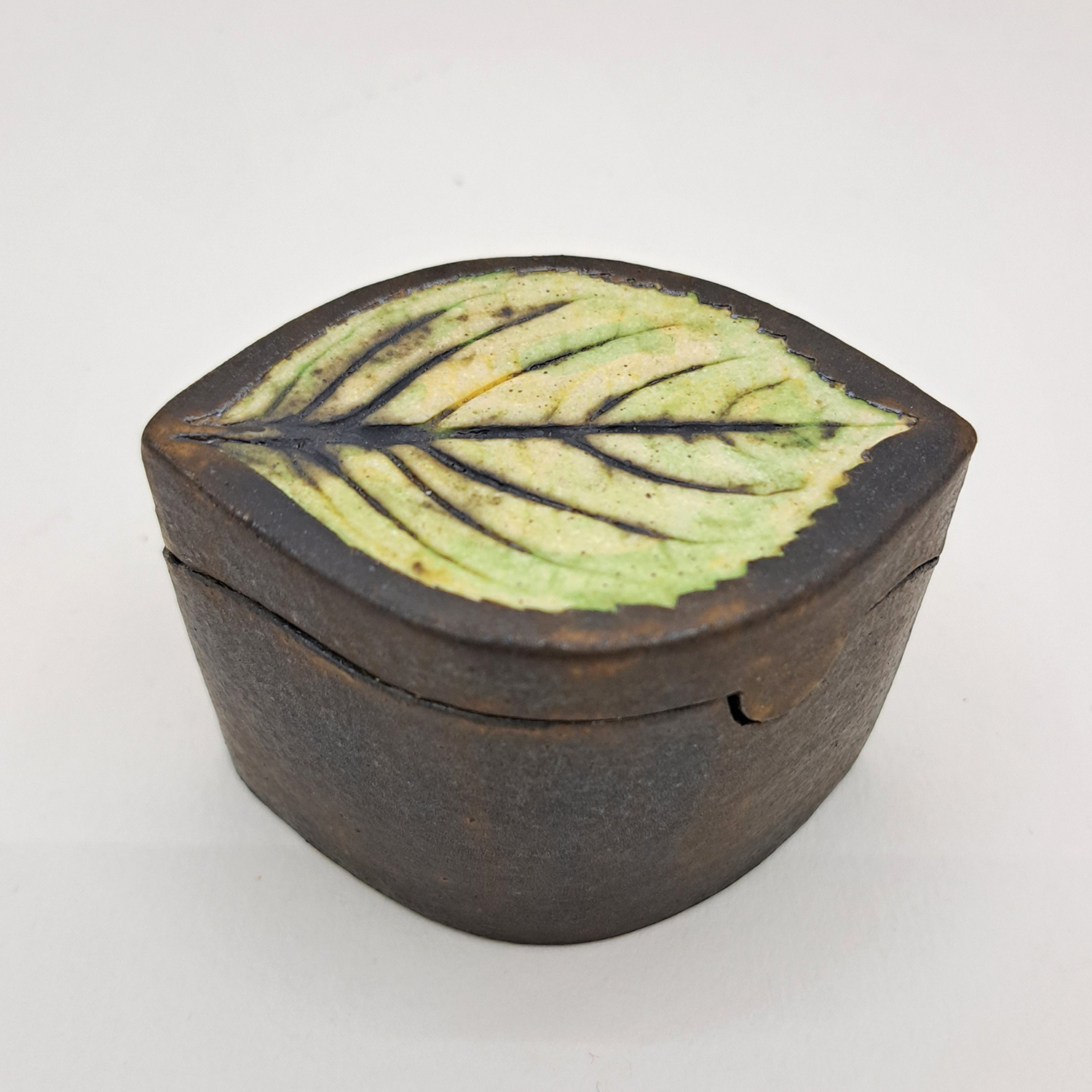 Oval Box, Yellow Leaf, small by Annie Tortora