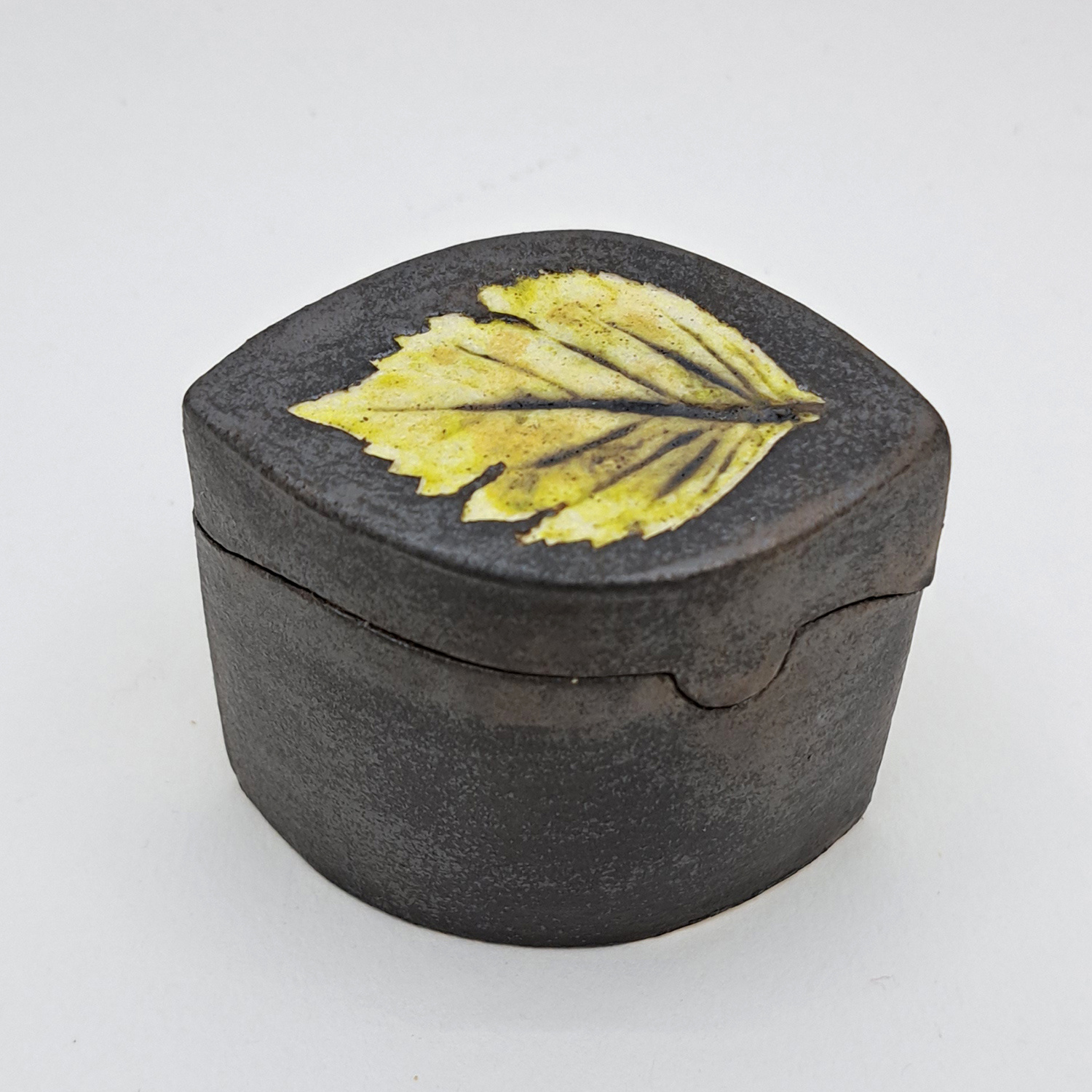 Oval Box, Yellow Leaf, small by Annie Tortora