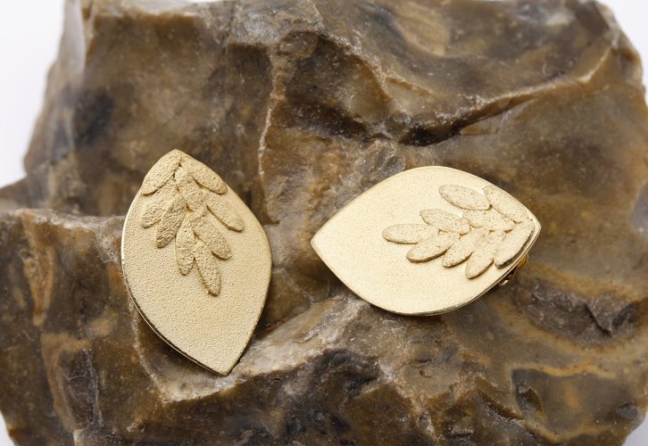 Large Golden Orchid Foliage Earrings