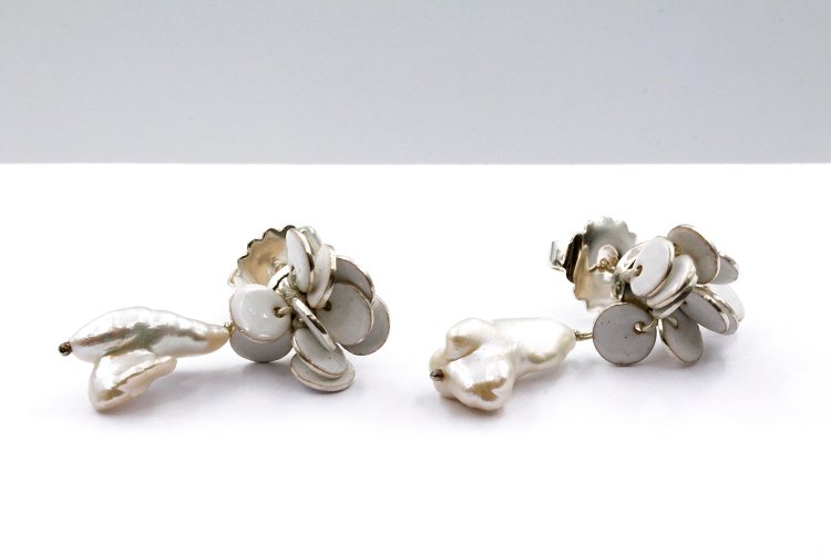 White Bloom Baroque Drop Earrings