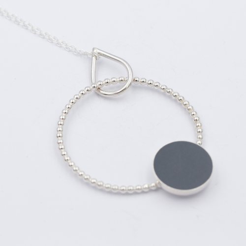 Pendant, dotty grey circle by Claire Lowe - alternative image