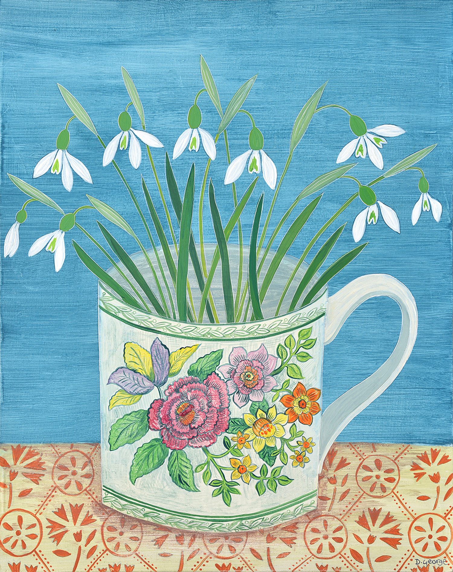 Floral Cup and Snowdrops by Debbie George