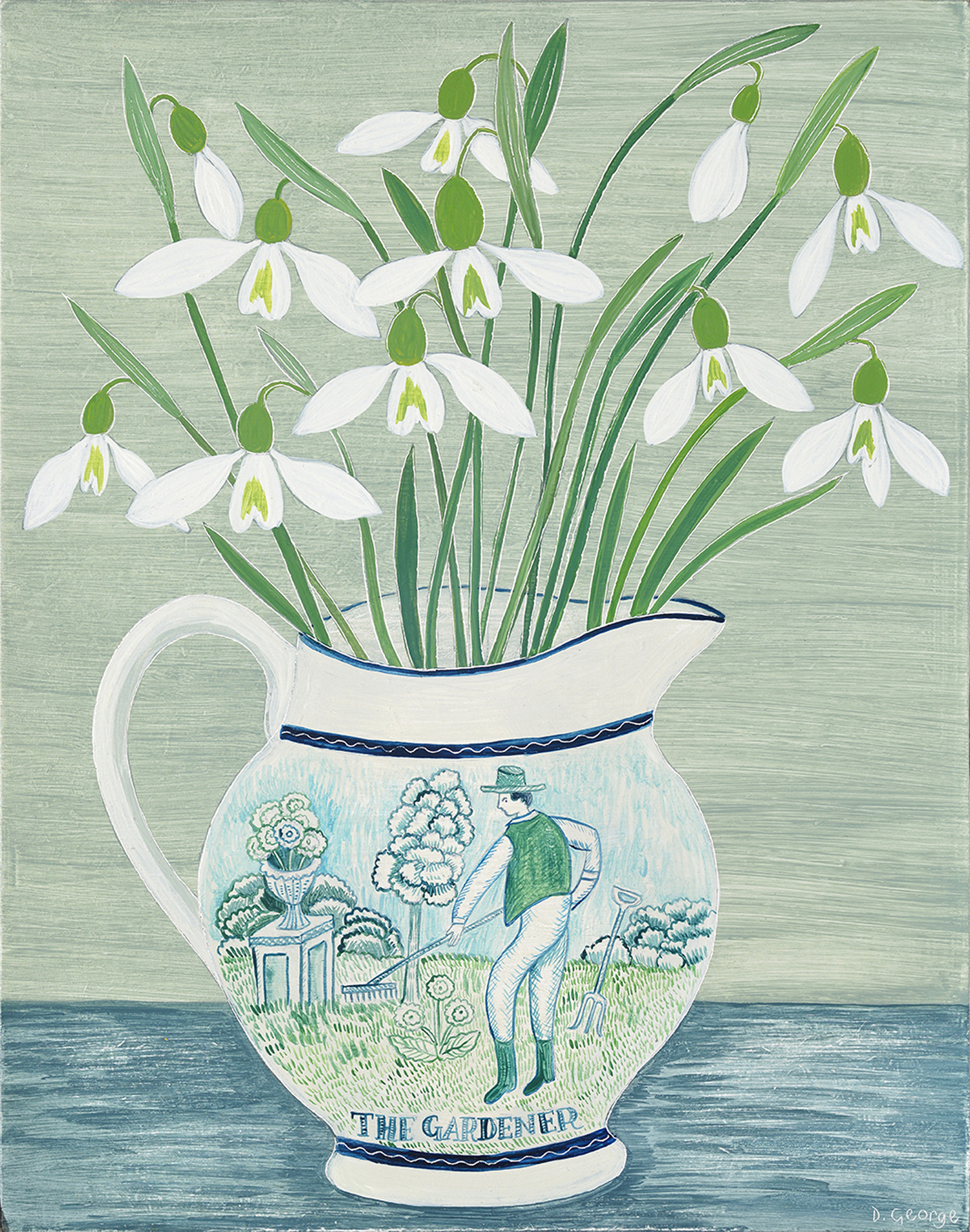 Gardener Jug and Snowdrop by Debbie George