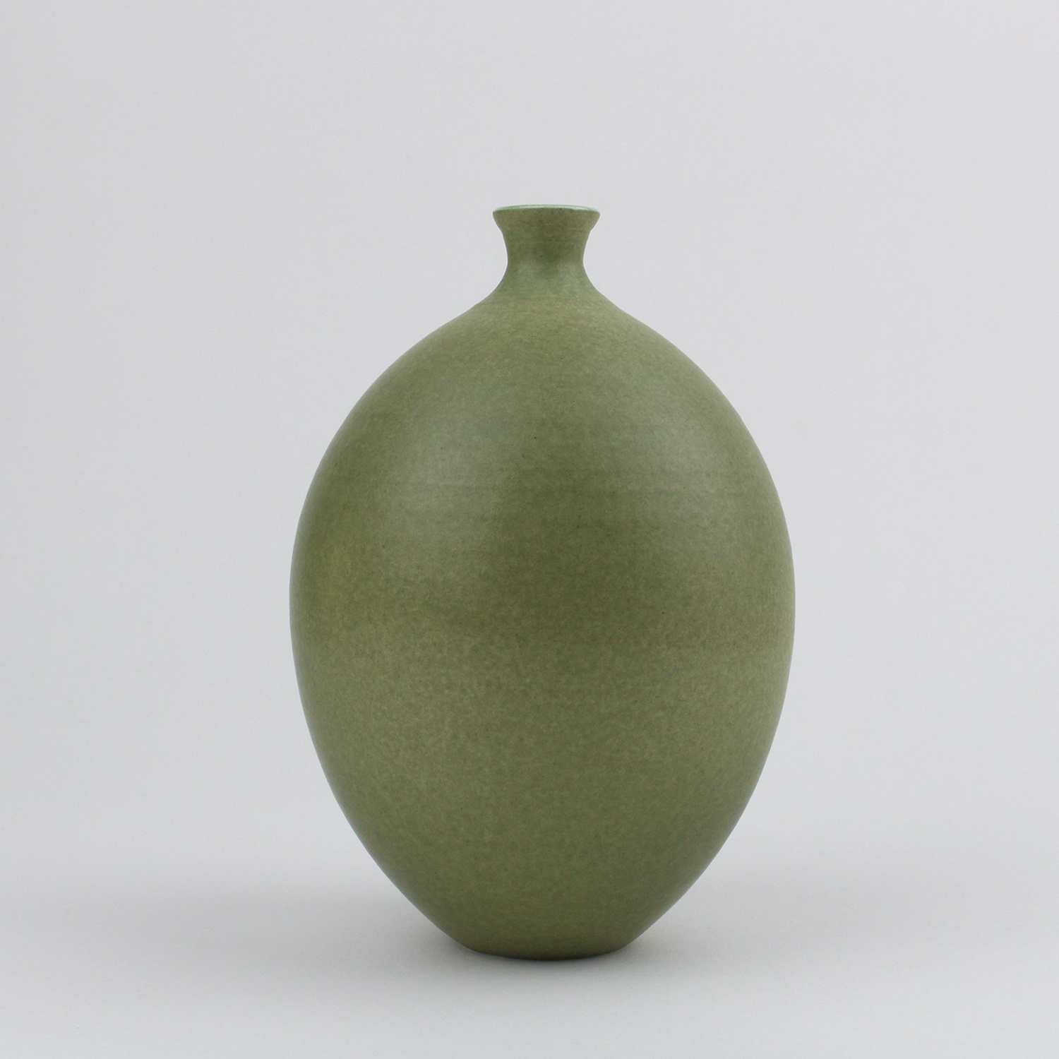 Oval Vase, ollive green by Lucy Burley
