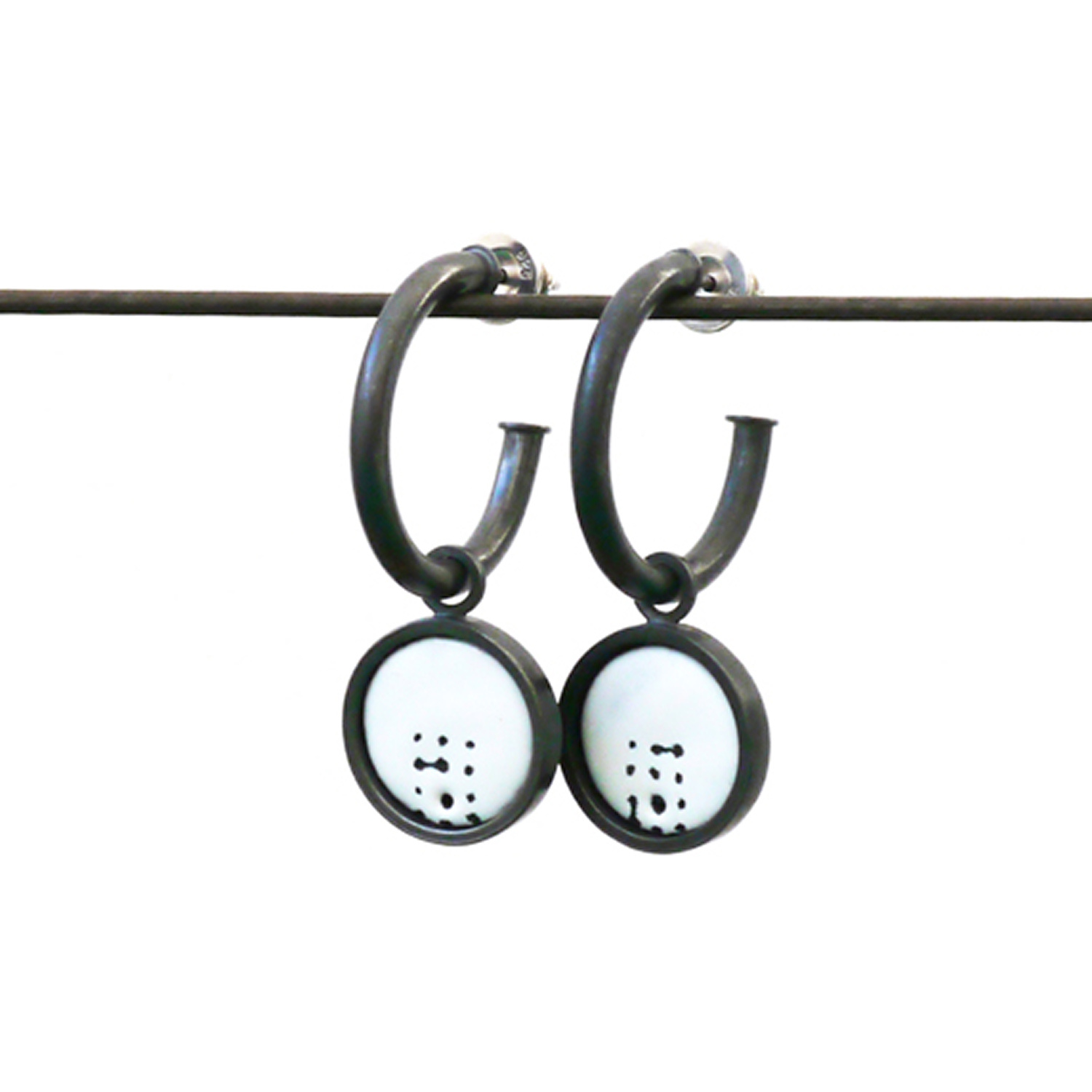 Disc Drop Hoop Earrings by Mizuki Takahashi