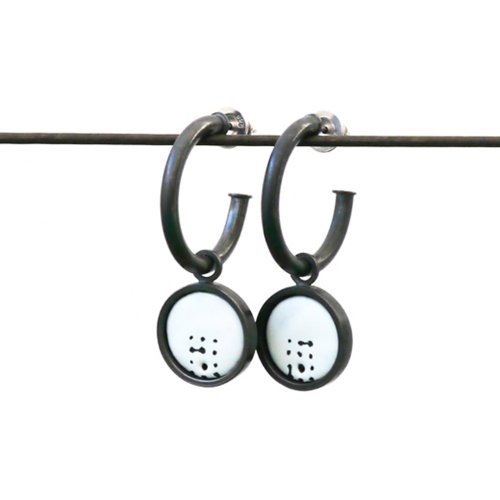 Disc Drop Hoop Earrings