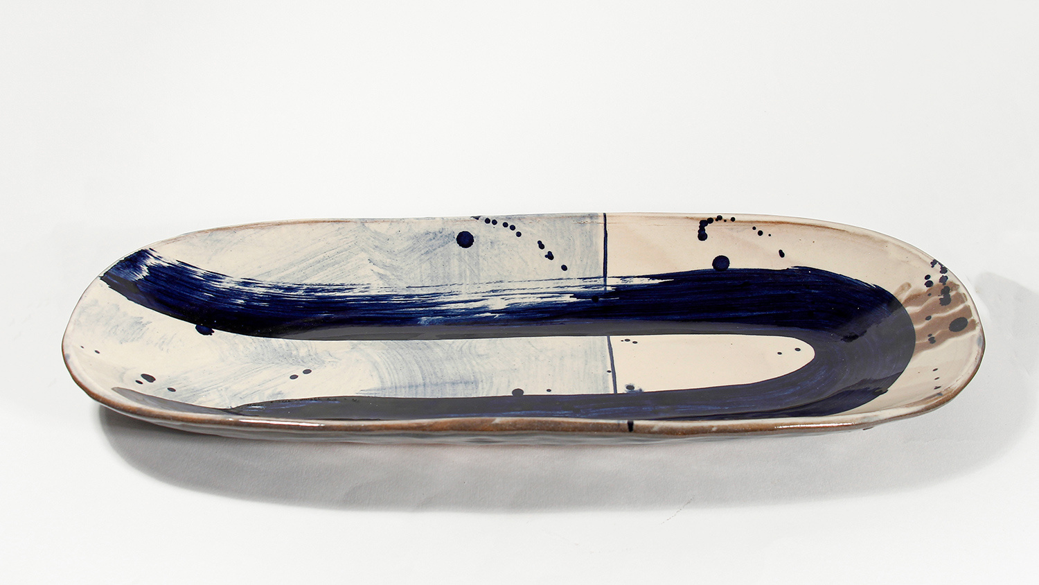 Large Pressed Long Oval Dish by Nigel Lambert