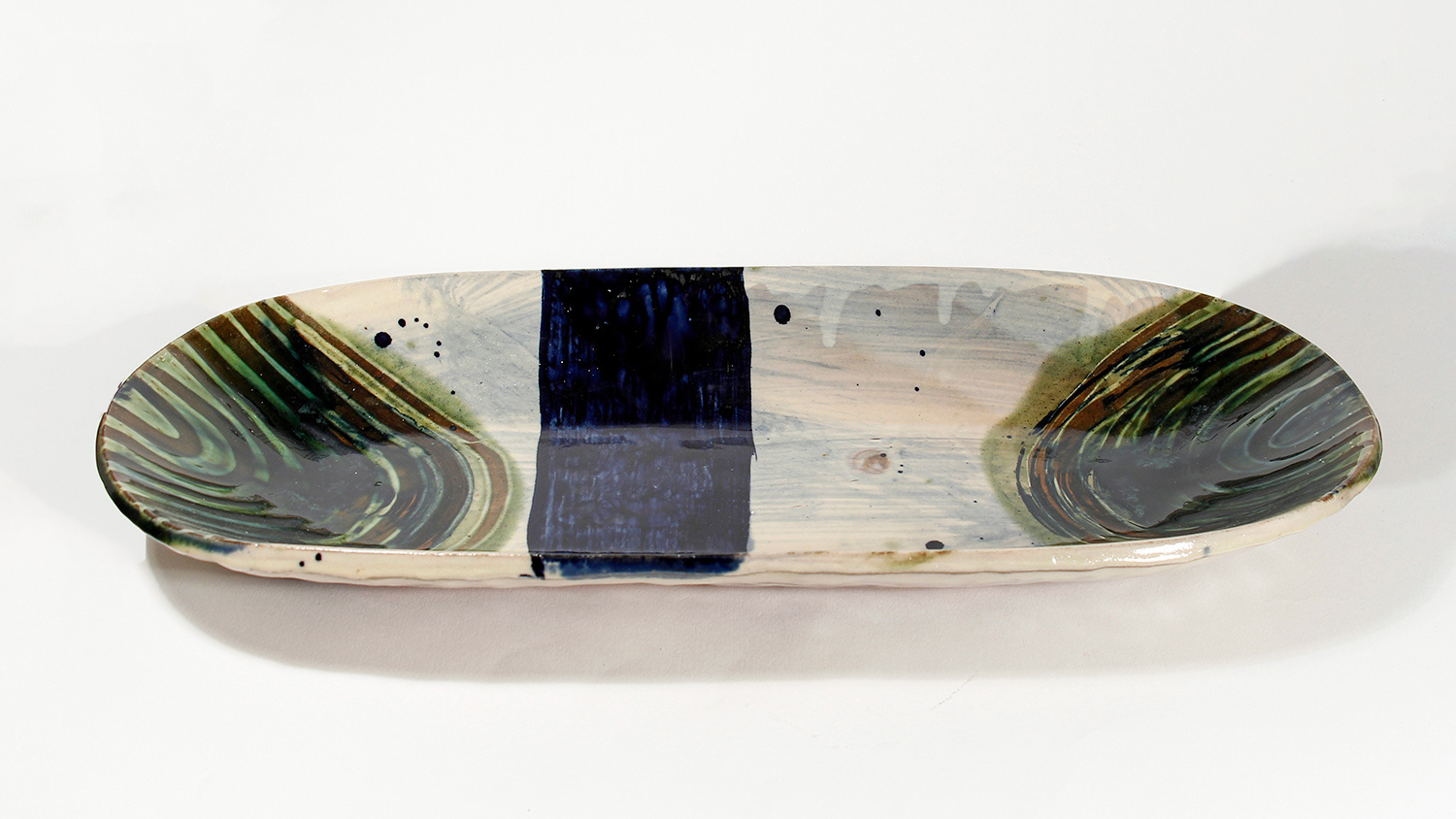 Large Pressed Long Oval Dish by Nigel Lambert