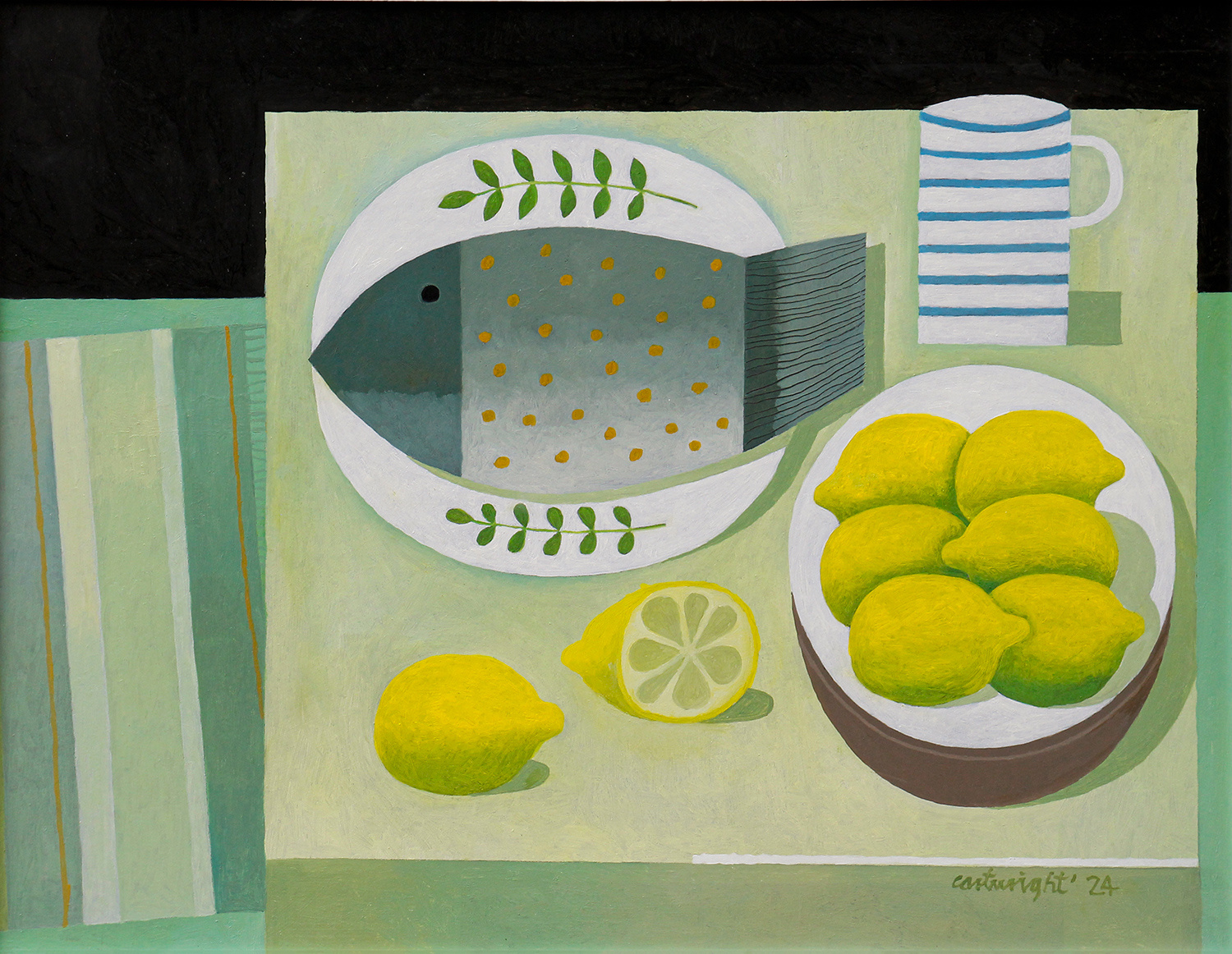 Still Life with Fish and Lemons by Reg Cartwright