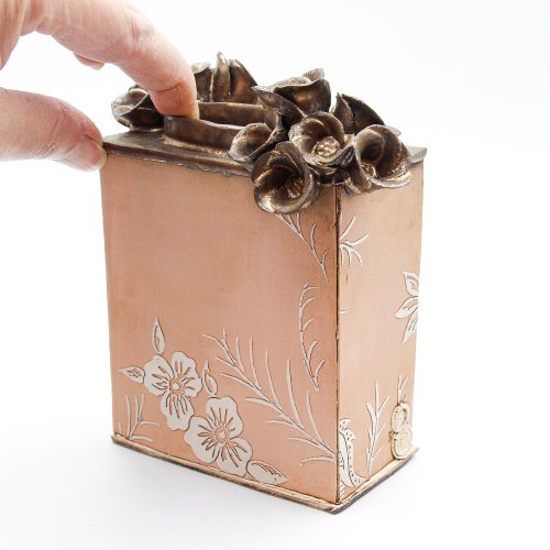 Pink Flower Brick with bronze flowers by Sarah Dunstan - alternative image