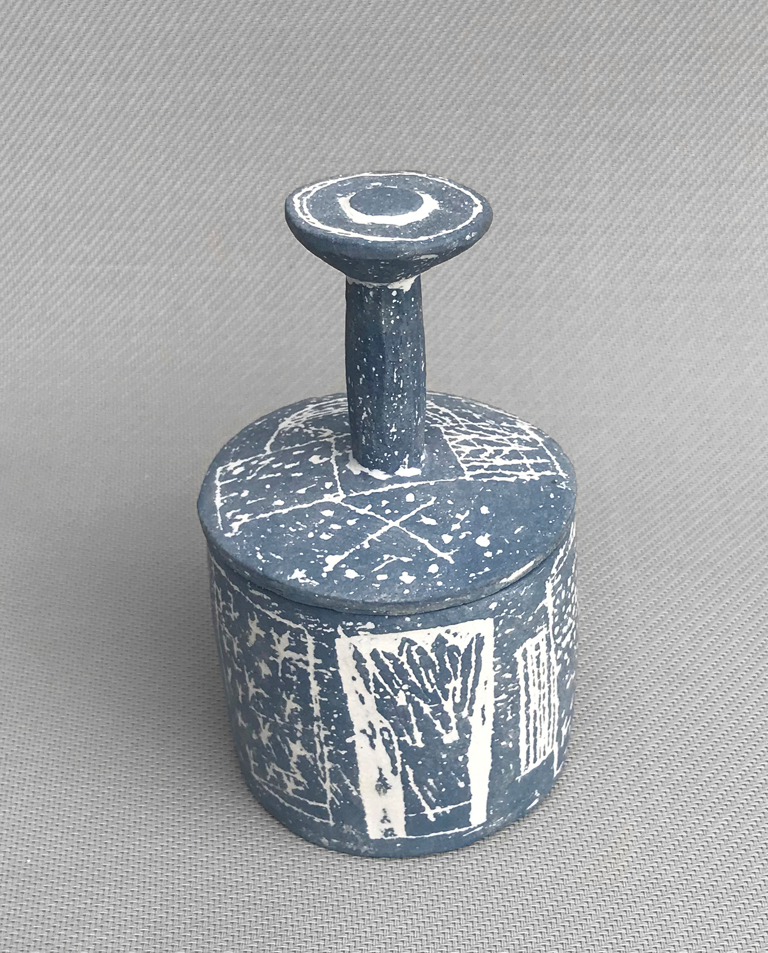 Blue Lidded Container by Sarah Jenkins