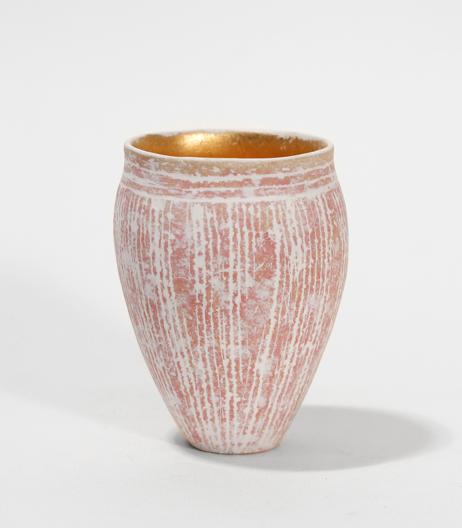 Pink Pot with Gold Leaf by Sarah Jenkins